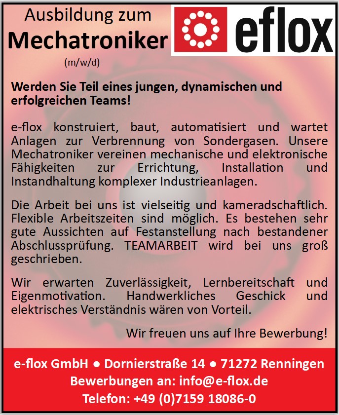 <p>Stellenausschreibung Ausbildung Mechatroniker (m/w/d)</p>